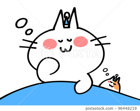 睡前的晚安貓和倉鼠插畫素材 睡前的晚安貓和倉鼠插畫素材 96448219