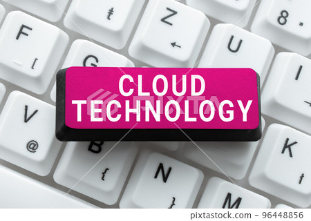Text sign showing Cloud Technology. Concept meaning on demand availability of computer system resources Text sign showing Cloud Technology. Concept meaning on demand availability of computer system resources 96448856
