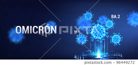 Omicron strain ba.1 and ba.2 category, variety covid-19. Coronavirus 3D bacteria Omicron strain ba.1 and ba.2 category, variety covid-19. Coronavirus 3D bacteria 96449272