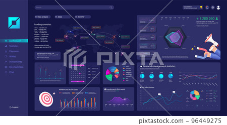 Dark Dashboard UI, UX, KIT graphic mockup 96449275