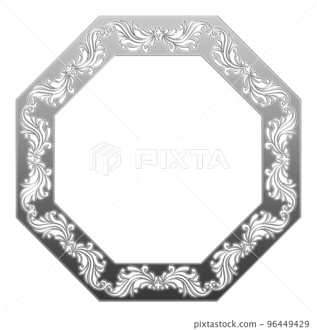 圖庫插圖: 復古，古董，復古銀色金屬框架。裝飾性直紋裝飾品 96449429