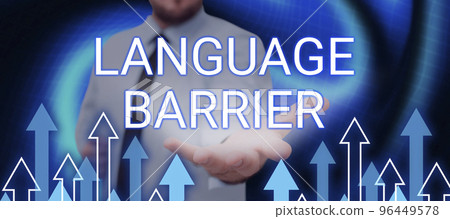 Conceptual display Language Barrier. Concept meaning difficulties in communication Speaking different language 96449578
