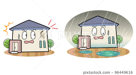 Deformed house character - aging and flood damage 96449616