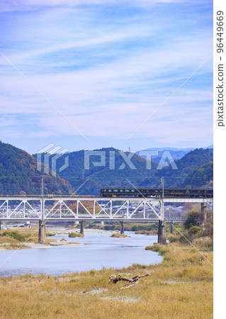 A blue symphony running in the clear autumn weather 96449669