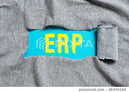Conceptual caption Erp. Business idea enterprise resource planning centralized database for business processes Conceptual caption Erp. Business idea enterprise resource planning centralized database for business processes 96450168