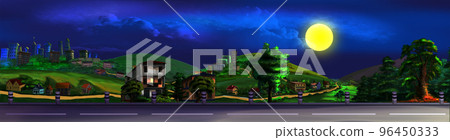 Suburban highway night view illustration Suburban highway night view illustration 96450333