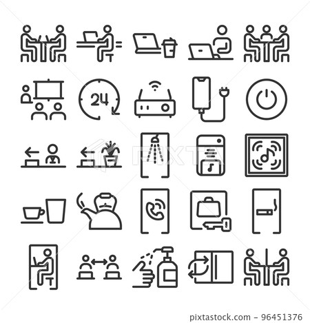 Coworking space icon set 96451376