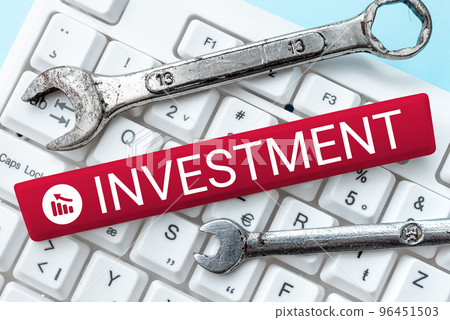 Text showing inspiration Investment. Word Written on buying commodities which are used in the future to create wealth 96451503