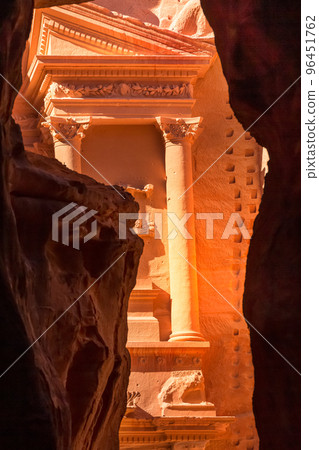Petra, Jordan Siq, Treasury, Al Khazneh frame view Petra, Jordan Siq, Treasury, Al Khazneh frame view 96451762