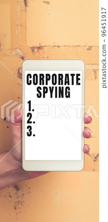 Inspiration showing sign Corporate Spying. Word Written on investigating competitors to gain a business advantage Inspiration showing sign Corporate Spying. Word Written on investigating competitors to gain a business advantage 96451917