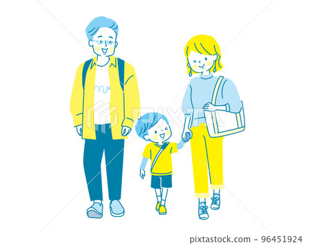 Vector illustration material of a family of three going shopping 96451924