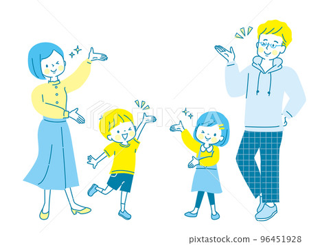 A family set with a smile to introduce cheerfully 96451928
