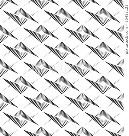 Vector seamless pattern of black lines in the form of squares and rhombuses. Seamless abstract geometric pattern of thin stripes of lines and angles. Vector seamless pattern of black lines in the form of squares and rhombuses. Seamless abstract geometric pattern of thin stripes of lines and angles. 96452122