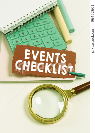 Hand writing sign Events Checklist. Business concept invaluable tool for successfully managing your affair Hand writing sign Events Checklist. Business concept invaluable tool for successfully managing your affair 96452601