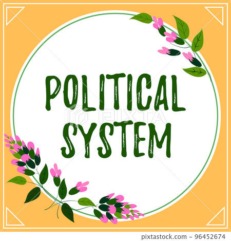 Text caption presenting Political System. Word for the process for making official government decisions Text caption presenting Political System. Word for the process for making official government decisions 96452674