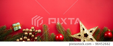 聖誕節 背景 頂視圖 裝飾 聖誕樹 Christmas background クリスマスバック 96452682