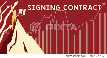 Inspiration showing sign Signing Contract. Business approach the parties signing the document agree to the terms 96452737
