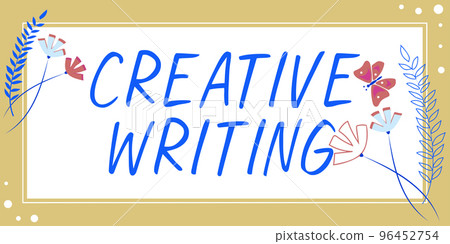 Writing displaying text Creative Writing. Business concept fiction or poetry which displays imagination or invention 96452754