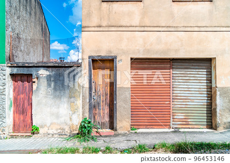 house facades of small towns in south america house facades of small towns in south america 96453146
