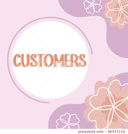 Text caption presenting Customers. Concept meaning individual or organization purchasing products or services 96453158
