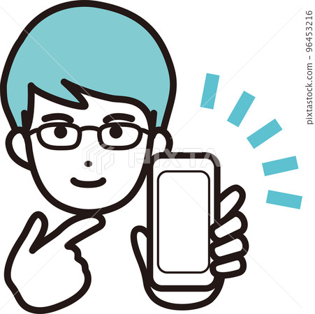 Illustration material of a man with a smartphone 96453216