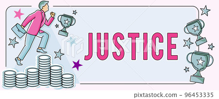 Conceptual caption Justice. Business idea use of power as appointed by law standards to support fair treatment Conceptual caption Justice. Business idea use of power as appointed by law standards to support fair treatment 96453335