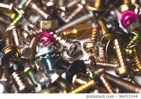 close up assortment many different bolts and screws. 96453344