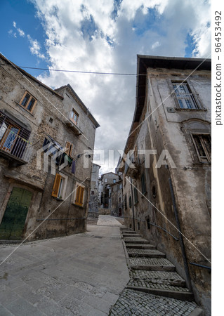 Walk in old streets of Scanno town in Italy Walk in old streets of Scanno town in Italy 96453492
