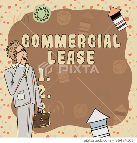 Text sign showing Commercial Lease. Business overview contract between a landlord and a business property tenants 96454105