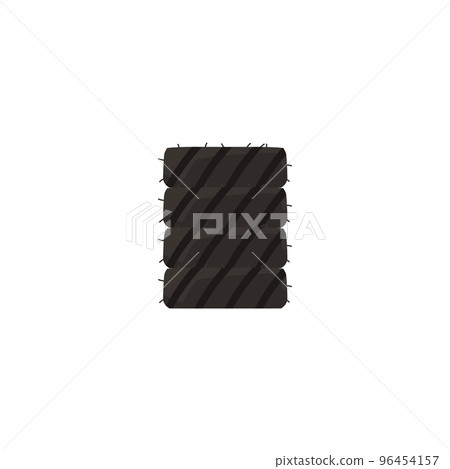 Pile of the car rubber tires flat vector illustration isolated on background. Pile of the car rubber tires flat vector illustration isolated on background. 96454157