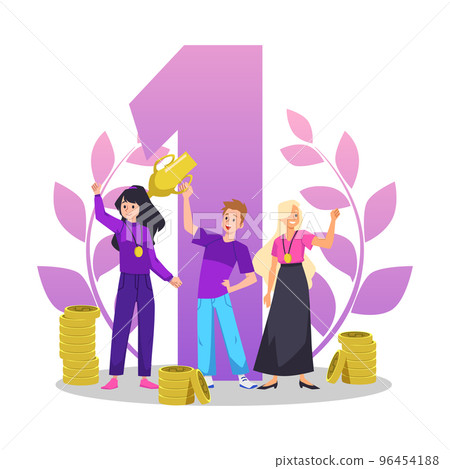 People win money, medals and golden goblet flat style, vector illustration People win money, medals and golden goblet flat style, vector illustration 96454188