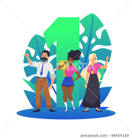 Business goal achievement and teamwork flat vector illustration isolated. Business goal achievement and teamwork flat vector illustration isolated. 96454189