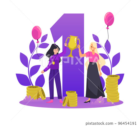 Business concept of the number one team, flat vector illustration isolated. Business concept of the number one team, flat vector illustration isolated. 96454191