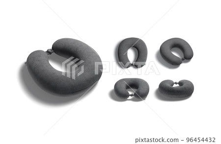 Blank black travel pillow mockup, different views Blank black travel pillow mockup, different views 96454432