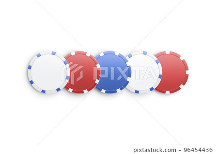 Blank colored plastic round chip mockup lying row, top view Blank colored plastic round chip mockup lying row, top view 96454436