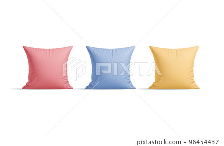 Blank colored square pillow mockup stand, front view Blank colored square pillow mockup stand, front view 96454437