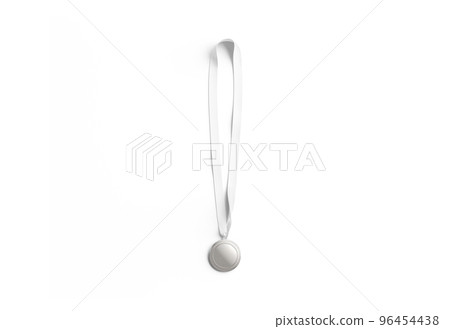 Blank silver medal with ribbon mockup lying, top view Blank silver medal with ribbon mockup lying, top view 96454438