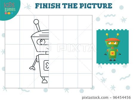 Copy picture vector illustration. Complete and coloring game for preschool and school kids 96454456