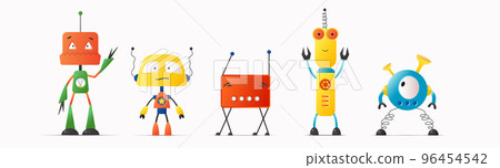 Set of cute vector robot or monster characters for kids. Set of cute vector robot or monster characters for kids. 96454542