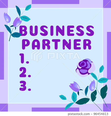 Conceptual caption Business Partner. Business showcase commercial entity with which another commercial entity Conceptual caption Business Partner. Business showcase commercial entity with which another commercial entity 96454813