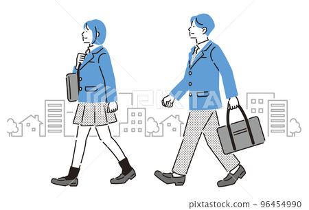 上學的男女高中生 96454990