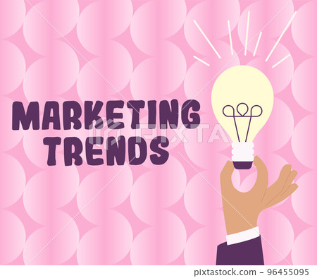 Hand writing sign Marketing Trends. Business showcase changes and developments in trading in the market Hand writing sign Marketing Trends. Business showcase changes and developments in trading in the market 96455095