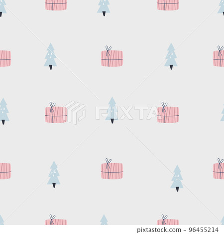 Holiday seamless pattern with Christmas trees,... - Stock Illustration ...