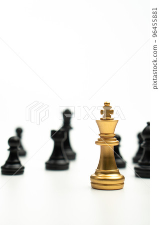 Golden Chess King standing to Be around of other chess, Concept of a leader must have courage and challenge in the competition, leadership and business vision for a win in business games Golden Chess King standing to Be around of other chess, Concept of a leader must have courage and challenge in the competition, leadership and business vision for a win in business games 96455881