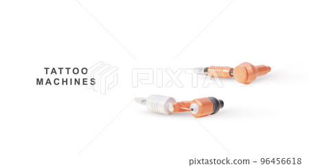 3d two orange tattoo machines on white background. Vector illustration. 96456618