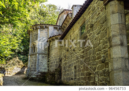 The romanesque gothic monastery of Santo Estevo de Ribas de Sil at Nogueira de Ramuin, Galicia in Spain 96456733