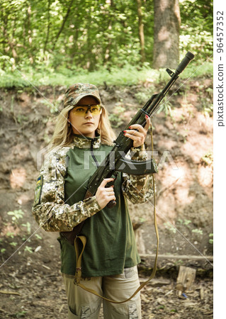 Portrait of a military woman Portrait of a military woman 96457352