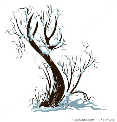 Vector image of a single tree standing under the snow in winter 96457984