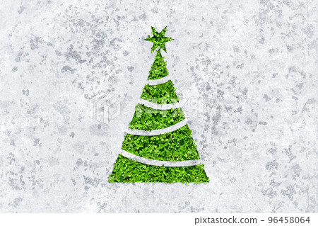 Japanese style design Christmas tree, silver leaf Japanese paper and green leaves 96458064