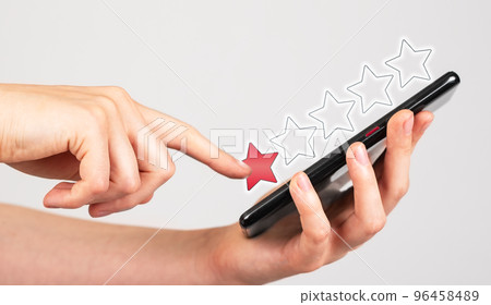 Customer rating bad service, ranking one star. Abstarct negative review, feedback online concept Customer rating bad service, ranking one star. Abstarct negative review, feedback online concept 96458489